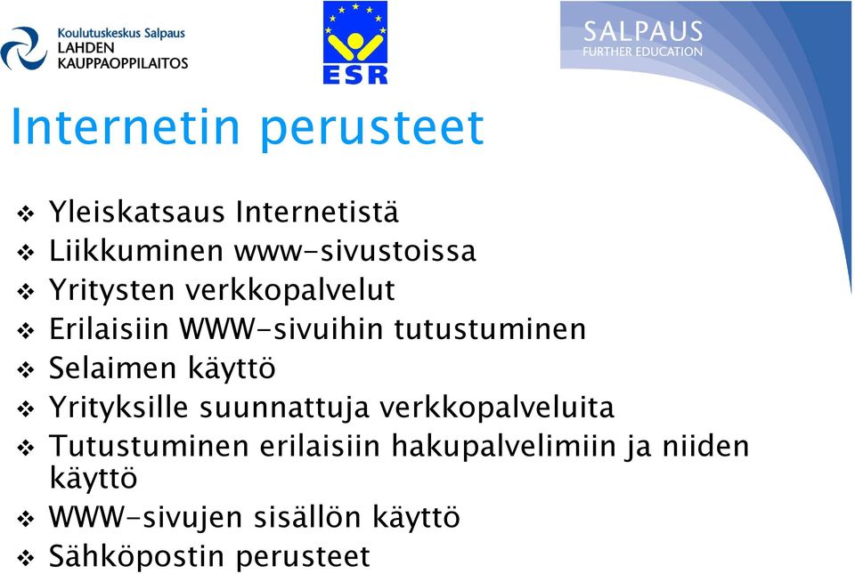 käyttö Yrityksille suunnattuja verkkopalveluita Tutustuminen erilaisiin