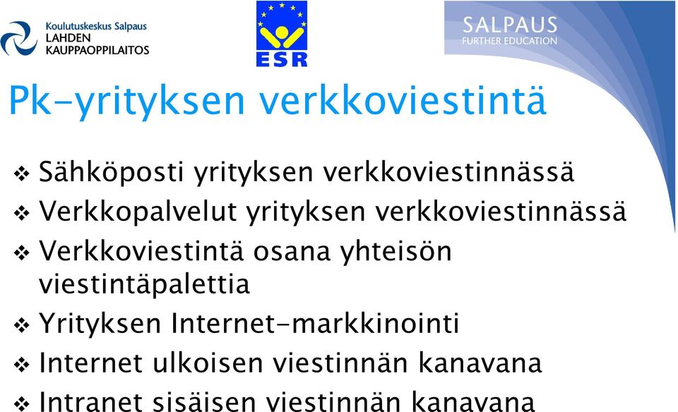 Verkkoviestintä osana yhteisön viestintäpalettia Yrityksen