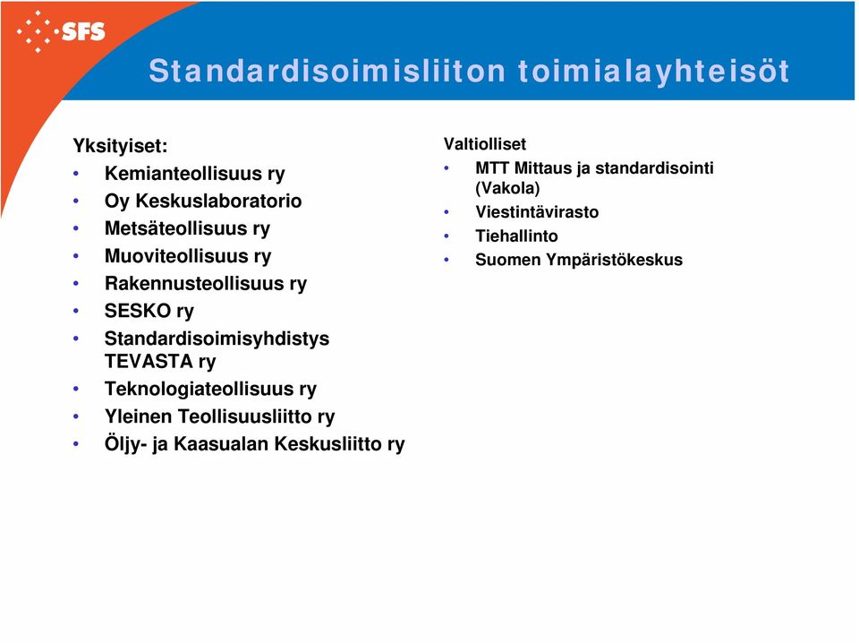 TEVASTA ry Teknologiateollisuus ry Yleinen Teollisuusliitto ry Öljy- ja Kaasualan Keskusliitto