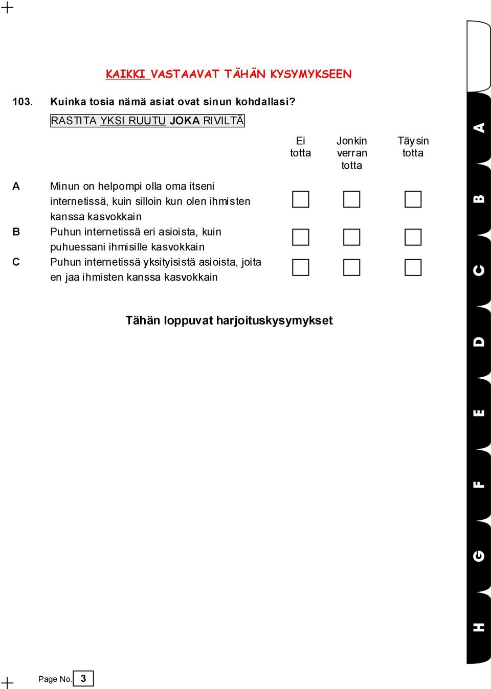 internetissä, kuin silloin kun olen ihmisten kanssa kasvokkain Puhun internetissä eri asioista, kuin puhuessani
