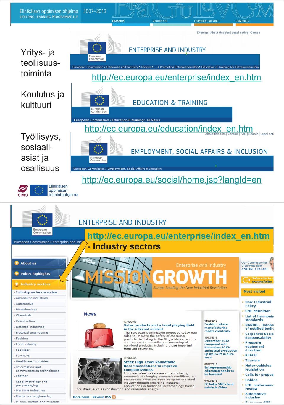 http://ec.europa.eu/education/index_en.htm http://ec.europa.eu/social/home.