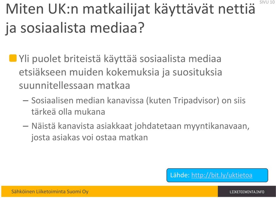 suosituksia suunnitellessaan matkaa Sosiaalisen median kanavissa (kuten Tripadvisor) on siis