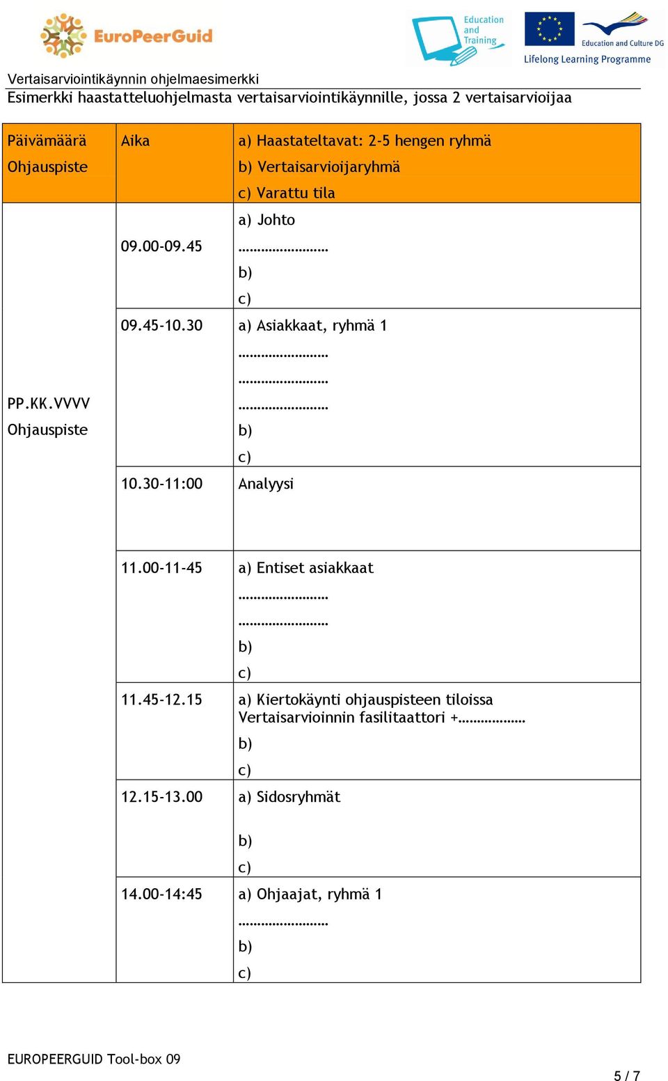 30 a) Asiakkaat, ryhmä 1 10.30-11:00 11.00-11-45 a) Entiset asiakkaat 11.45-12.