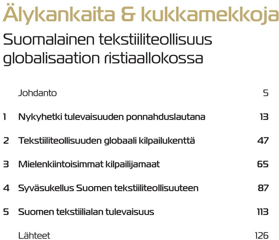 Tekstiiliteollisuuden globaali kilpailukenttä 47 3 Mielenkiintoisimmat