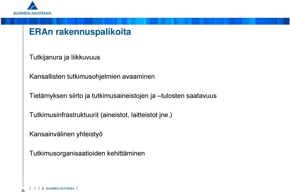 tulosten saatavuus Tutkimusinfrastruktuurit (aineistot, laitteistot jne.