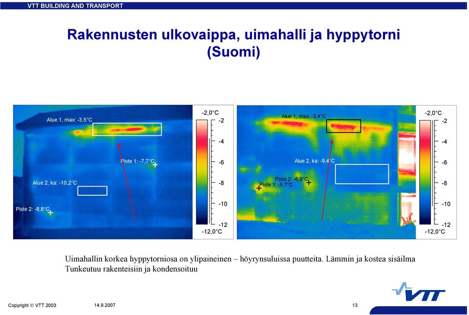 1: 5,7 C 8 Piste 2: 8,8 C 10 10 12 12,0 C 12 12,0 C Uimahallin korkea hyppytorniosa on