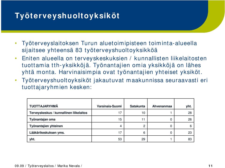 Harvinaisimpia ovat työnantajien yhteiset yksiköt.