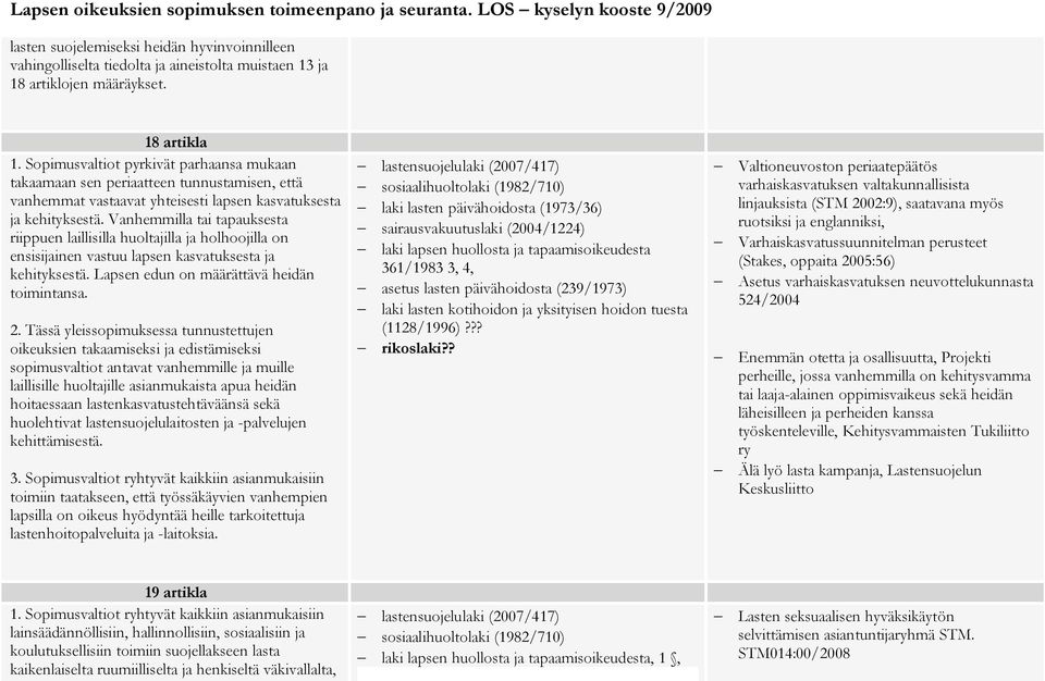 Vanhemmilla tai tapauksesta riippuen laillisilla huoltajilla ja holhoojilla on ensisijainen vastuu lapsen kasvatuksesta ja kehityksestä. Lapsen edun on määrättävä heidän toimintansa. 2.