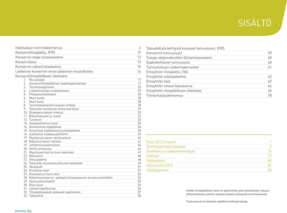 Muut tuotot 28 7. Muut kulut 28 8. Toimintokohtaisten kulujen erittely 28 9. Työsuhde-etuuksista aiheutuvat kulut 29 10. Osakeperusteiset maksut 30 11. Rahoitustuotot ja -kulut 32 12. Tuloverot 33 13.