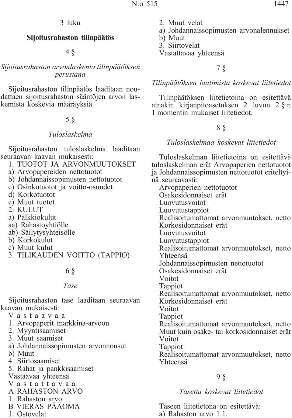 TUOTOT JA ARVONMUUTOKSET a) Arvopapereiden nettotuotot b) Johdannaissopimusten nettotuotot c) Osinkotuotot ja voitto-osuudet d) Korkotuotot e) Muut tuotot 2.