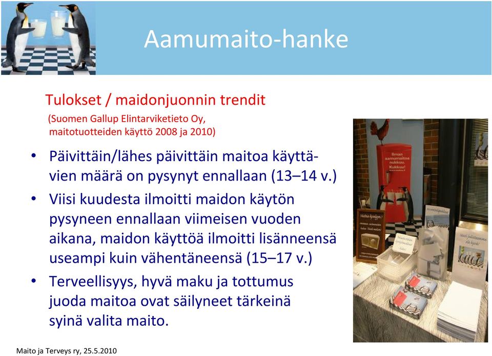 ) Viisi kuudesta ilmoitti maidon käytön pysyneen ennallaan viimeisen vuoden aikana, maidon käyttöä ilmoitti