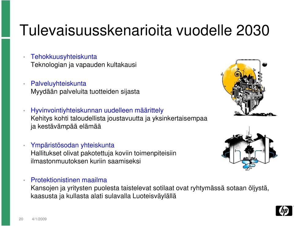 Ympäristösodan yhteiskunta Hallitukset olivat pakotettuja koviin toimenpiteisiin ilmastonmuutoksen kuriin saamiseksi Protektionistinen maailma