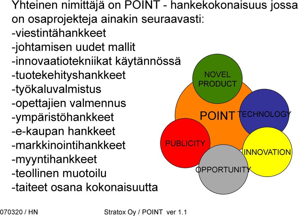 -tuotekehityshankkeet -työkaluvalmistus -opettajien valmennus -ympäristöhankkeet