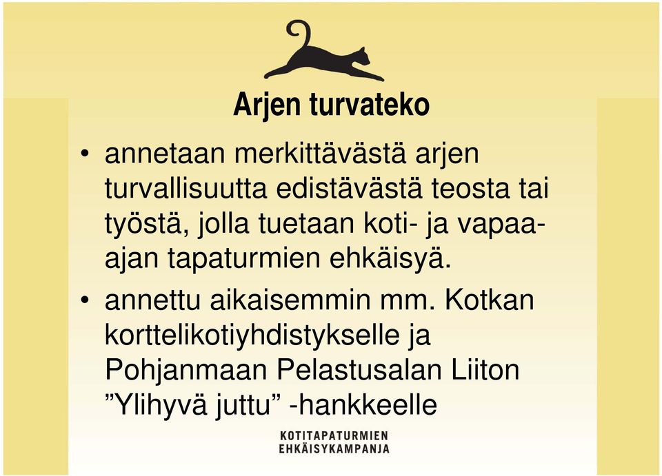 tapaturmien ehkäisyä. annettu aikaisemmin mm.