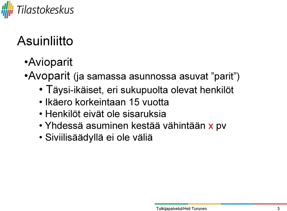 korkeintaan 15 vuotta Henkilöt eivät ole sisaruksia Yhdessä