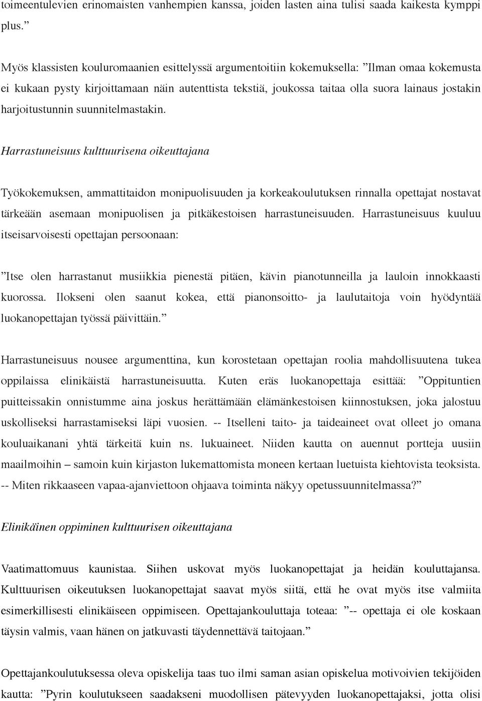harjoitustunnin suunnitelmastakin.