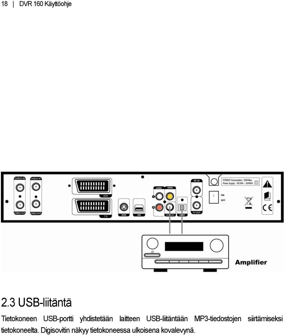 yhdistetään laitteen USB-liitäntään