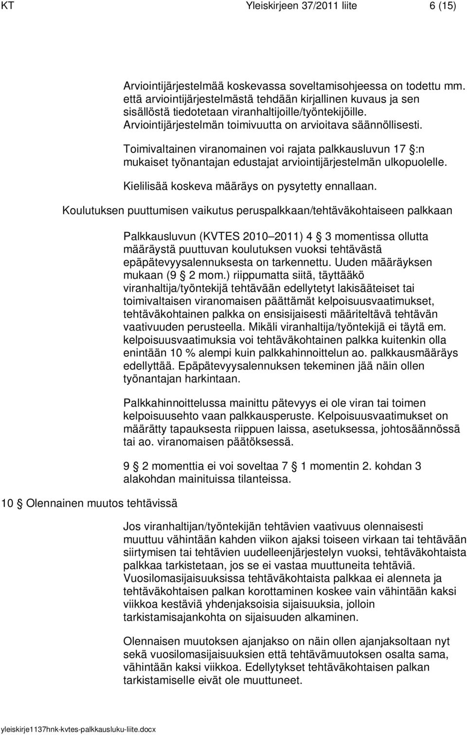 Toimivaltainen viranomainen voi rajata palkkausluvun 17 :n mukaiset työnantajan edustajat arviointijärjestelmän ulkopuolelle. Kielilisää koskeva määräys on pysytetty ennallaan.