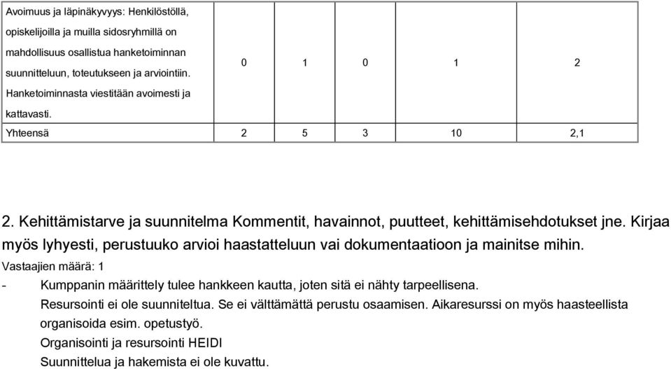 Kirjaa myös lyhyes, perustuuko arvioi haastatteluun vai dokumentaaoon ja mainitse mihin. - Kumppanin määrittely tulee hankkeen kautta, joten sitä ei nähty tarpeellisena.