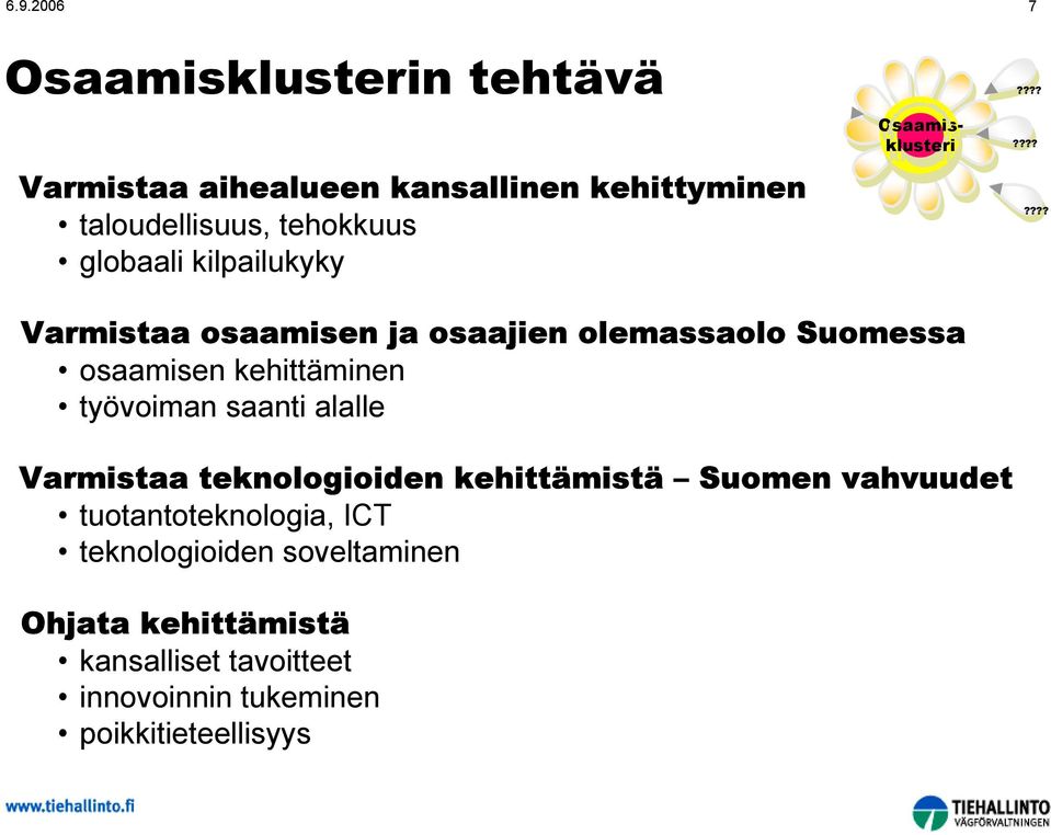 työvoiman saanti alalle Varmistaa teknologioiden kehittämistä Suomen vahvuudet tuotantoteknologia,