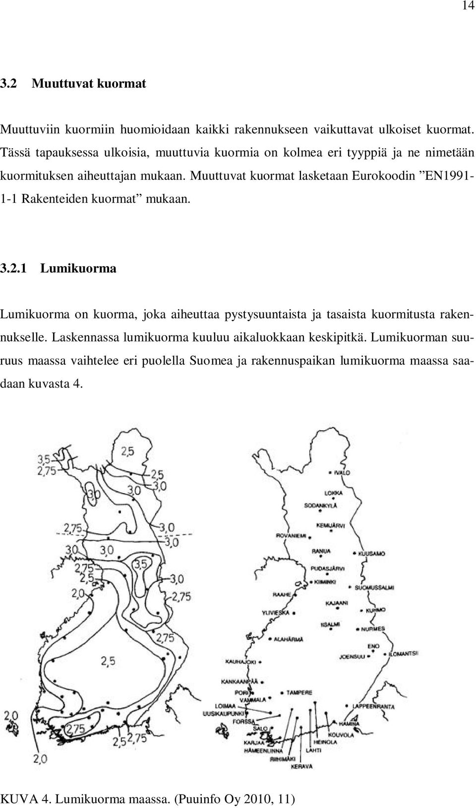 Muuttuvat kuormat lasketaan Eurokoodin EN1991-1-1 Rakenteiden kuormat mukaan. 3.2.