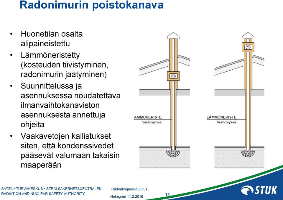 asennuksessa noudatettava ilmanvaihtokanaviston asennuksesta annettuja ohjeita