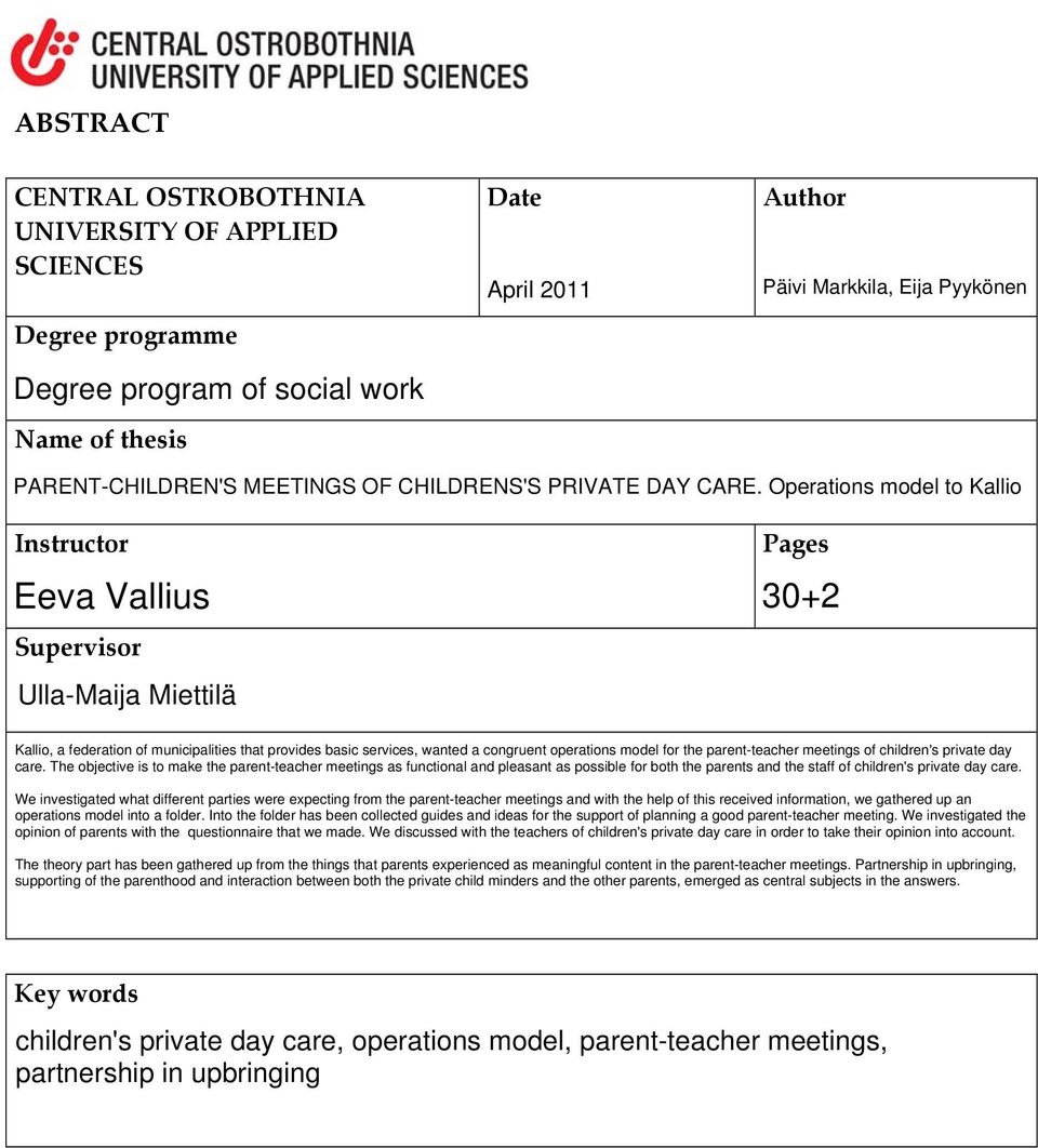 Author Degree programme Name of