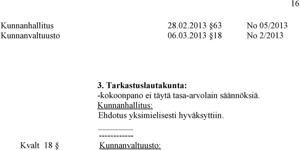 Tarkastuslautakunta: -kokoonpano ei täytä tasa-arvolain