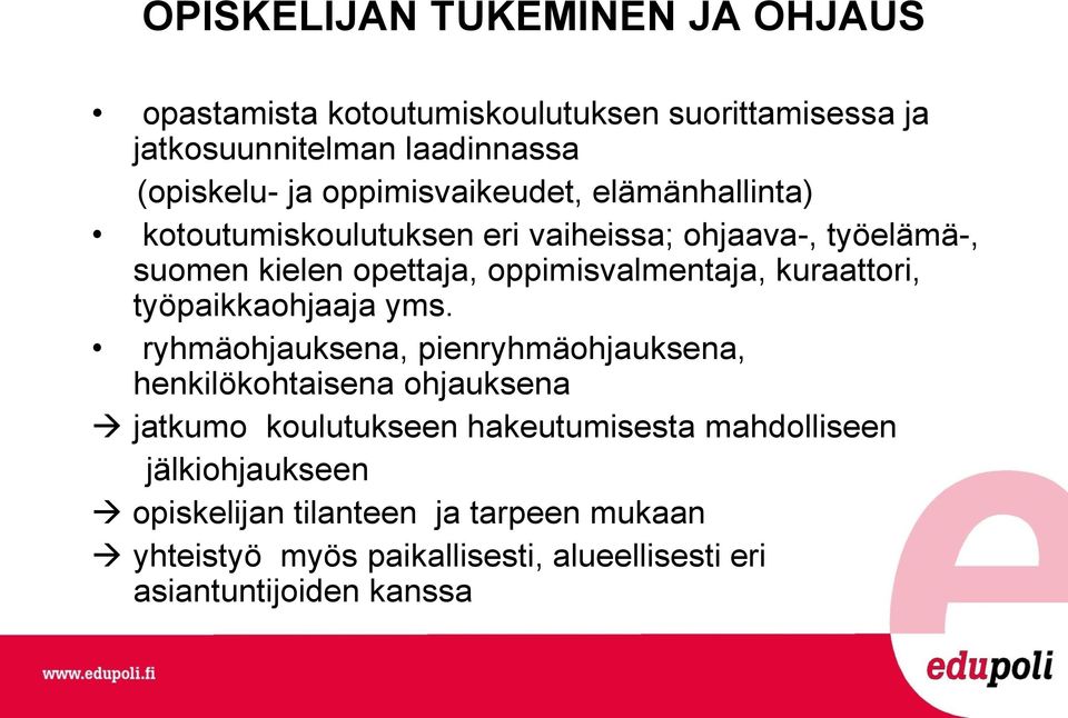 kuraattori, työpaikkaohjaaja yms.