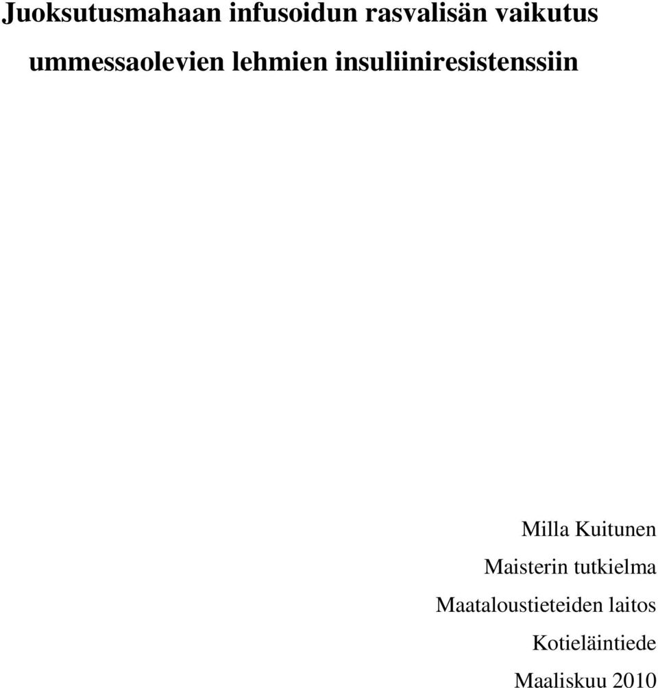 insuliiniresistenssiin Milla Kuitunen