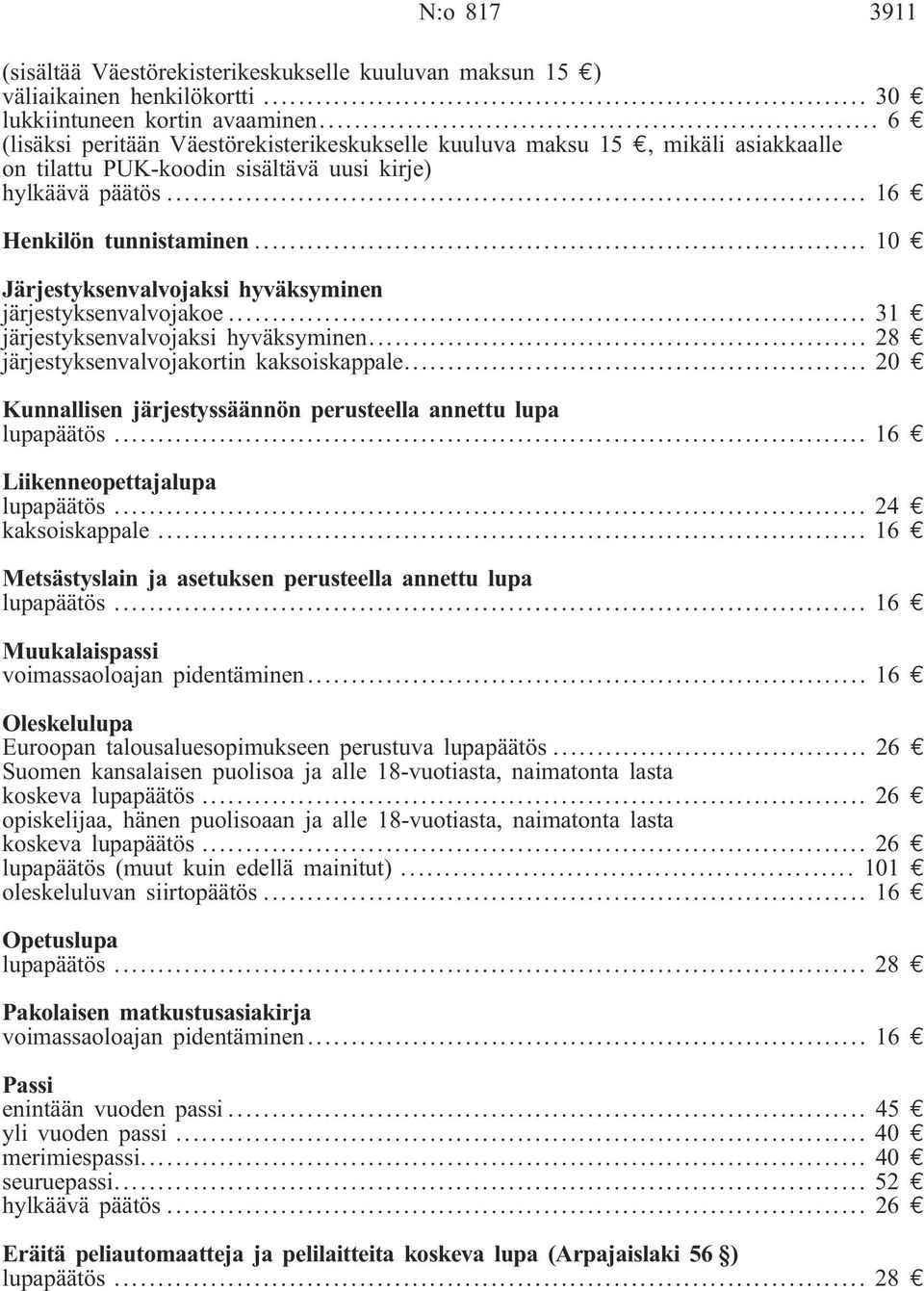 .. 10 e Järjestyksenvalvojaksi hyväksyminen järjestyksenvalvojakoe... 31 e järjestyksenvalvojaksi hyväksyminen... 28 e järjestyksenvalvojakortin kaksoiskappale.