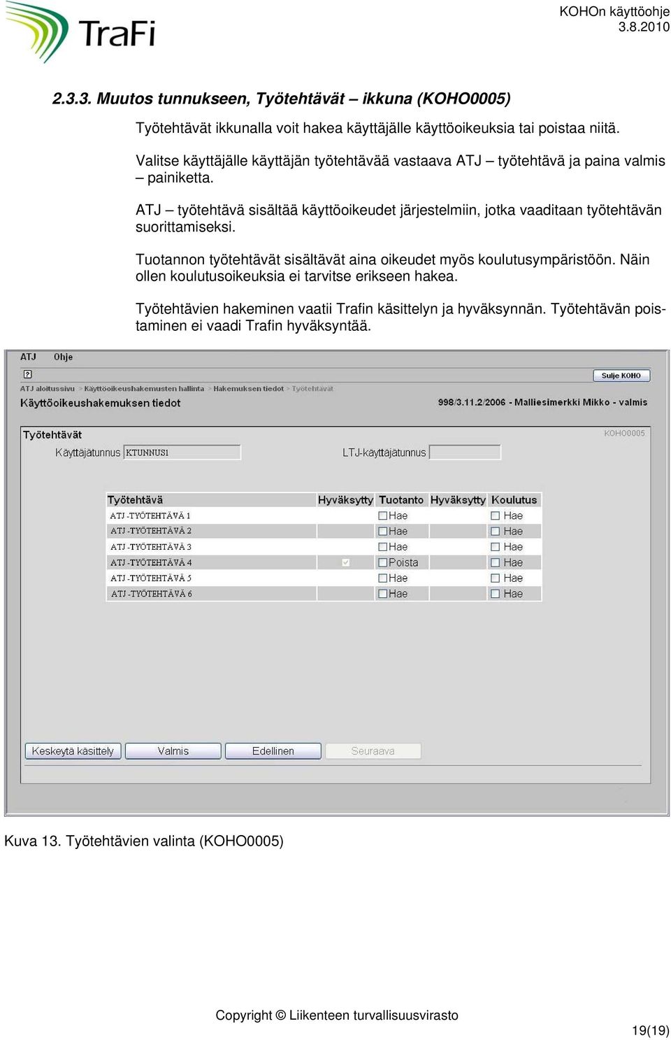 ATJ työtehtävä sisältää käyttöoikeudet järjestelmiin, jotka vaaditaan työtehtävän suorittamiseksi.