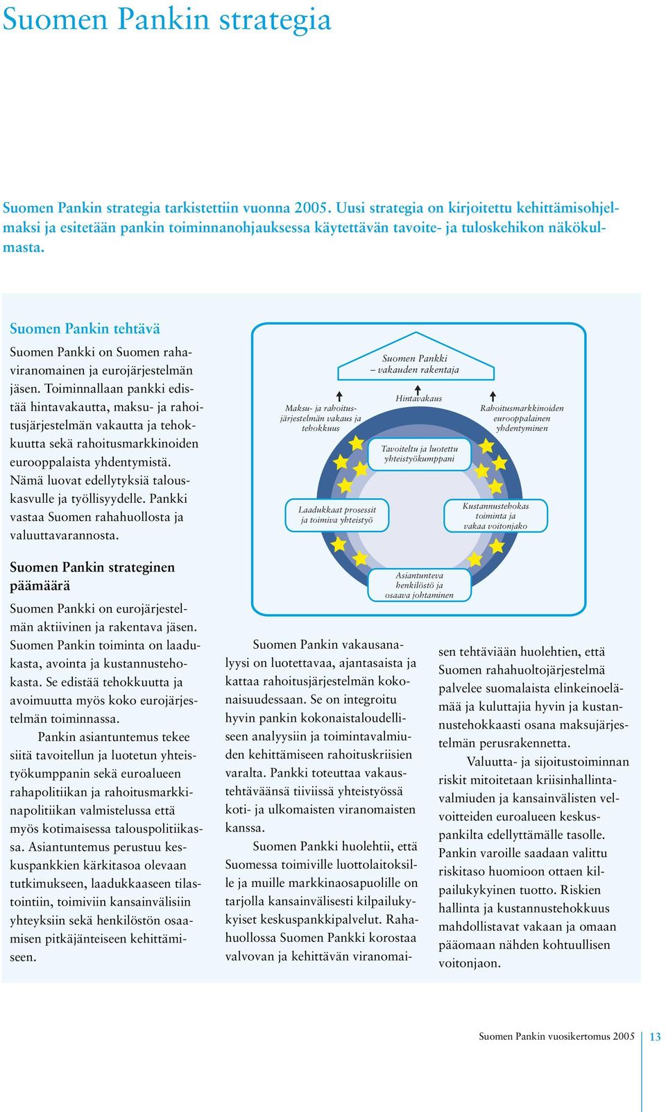 Suomen Pankin tehtävä Suomen Pankki on Suomen rahaviranomainen ja eurojärjestelmän jäsen.