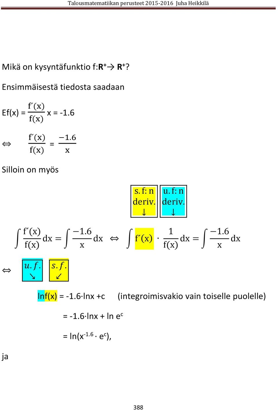 6 x Silloin on myös s. f: n deriv. u. f: n deriv. f (x) f(x) 1.