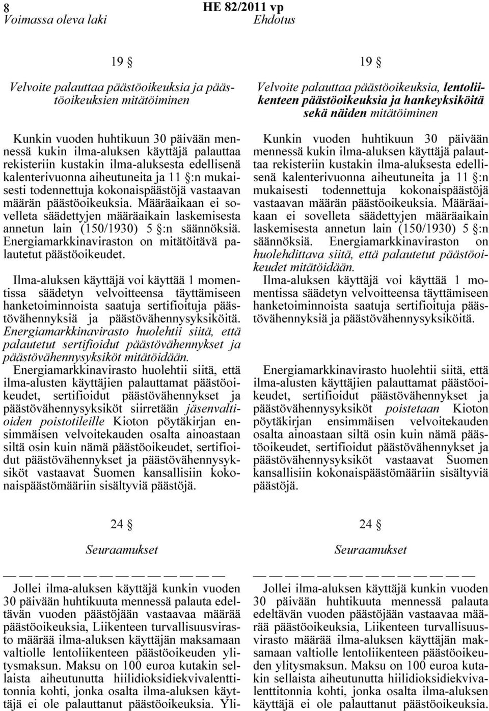 Määräaikaan ei sovelleta säädettyjen määräaikain laskemisesta annetun lain (150/1930) 5 :n säännöksiä. Energiamarkkinaviraston on mitätöitävä palautetut päästöoikeudet.