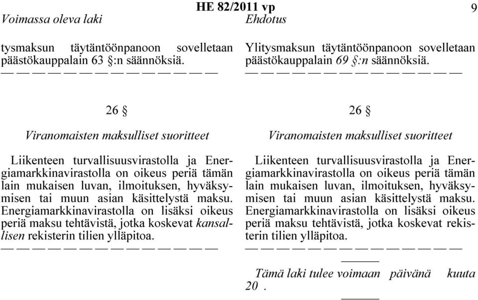 maksu. Energiamarkkinavirastolla on lisäksi oikeus periä maksu tehtävistä, jotka koskevat kansallisen rekisterin tilien ylläpitoa.  maksu.