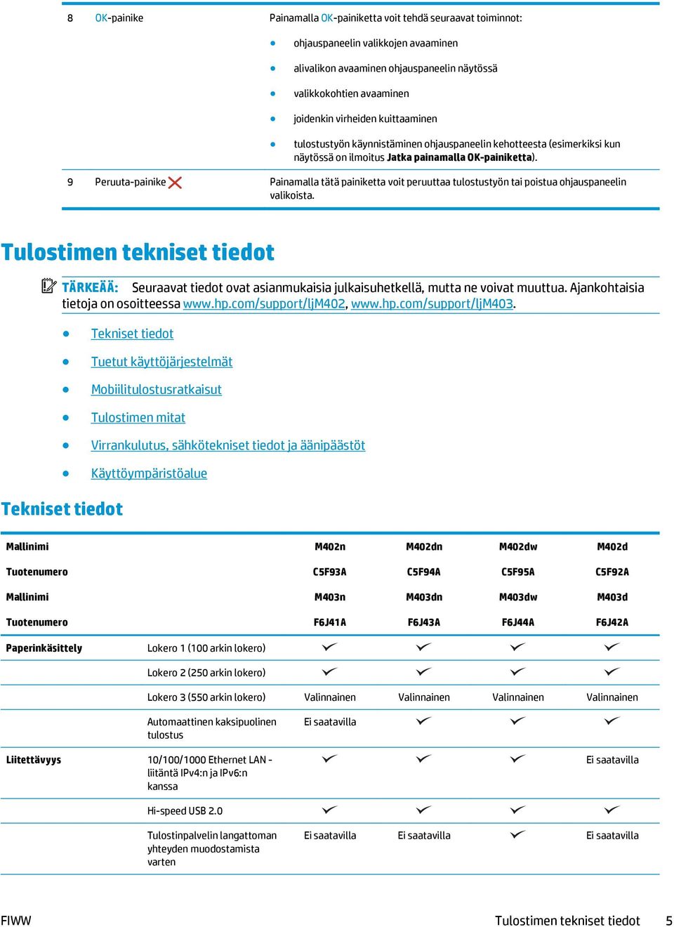 9 Peruuta-painike Painamalla tätä painiketta voit peruuttaa tulostustyön tai poistua ohjauspaneelin valikoista.