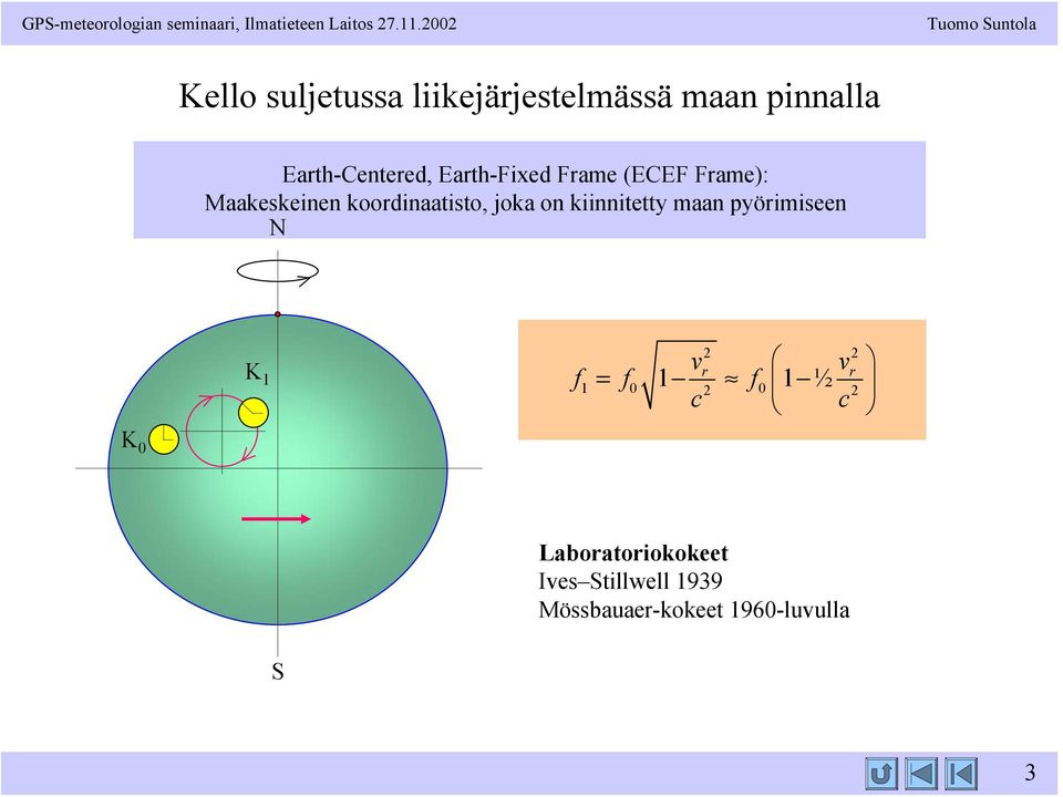 Earth-Fixed Frame (ECEF Frame): Maakeskeinen koordinaatisto, joka on