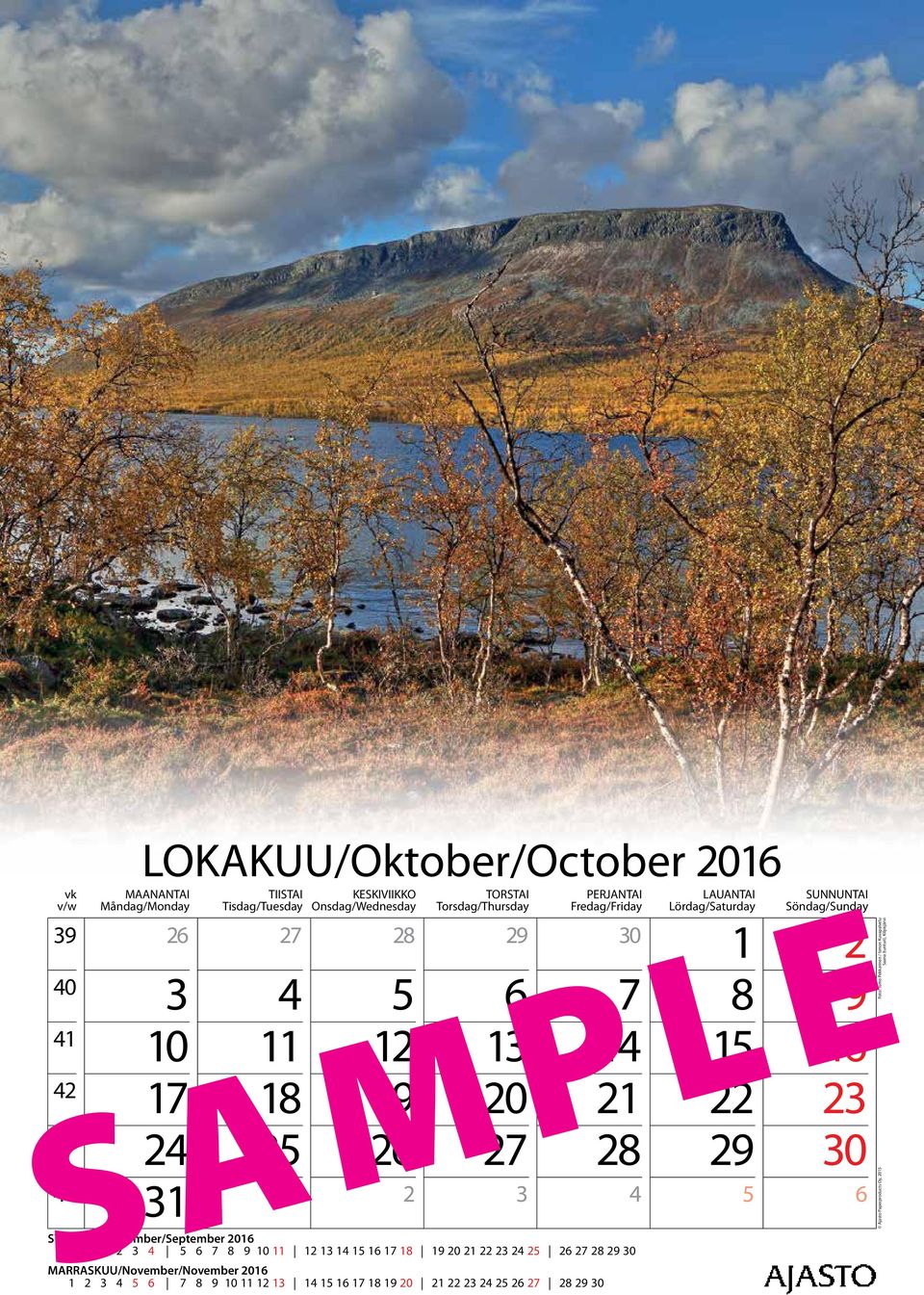 9 10 11 12 13 14 15 16 17 18 19 20 21 22 23 24 25 26 27 28 29 30 MARRASKUU/November/November 2016 1 2 3