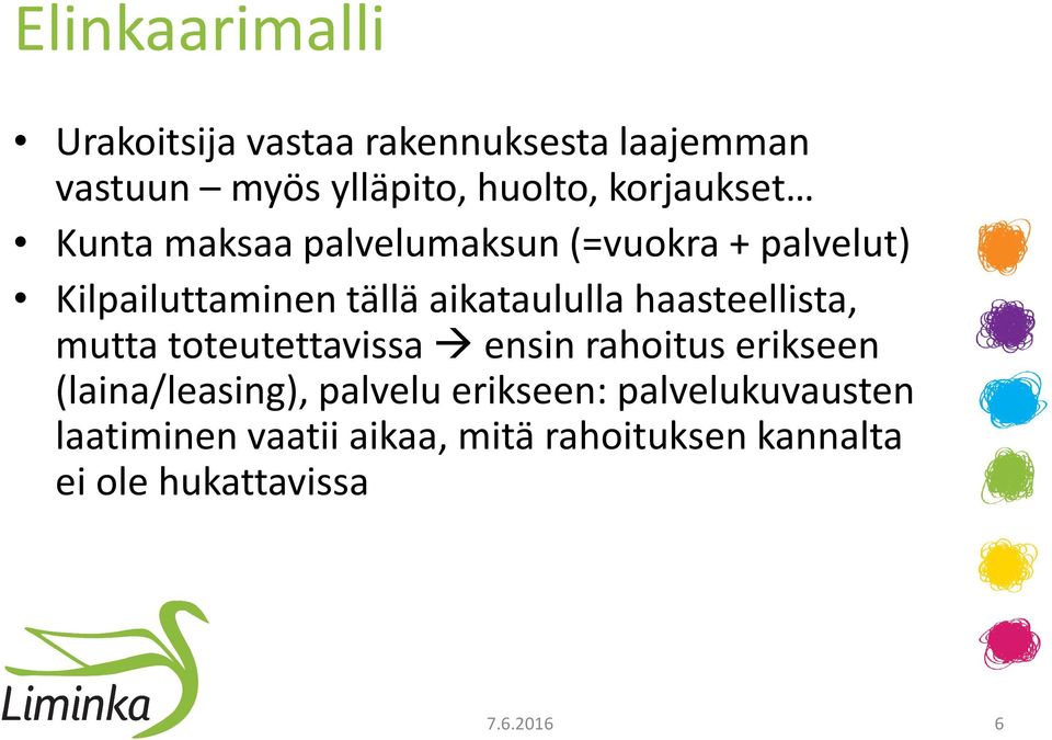 aikataululla haasteellista, mutta toteutettavissa ensin rahoitus erikseen (laina/leasing),