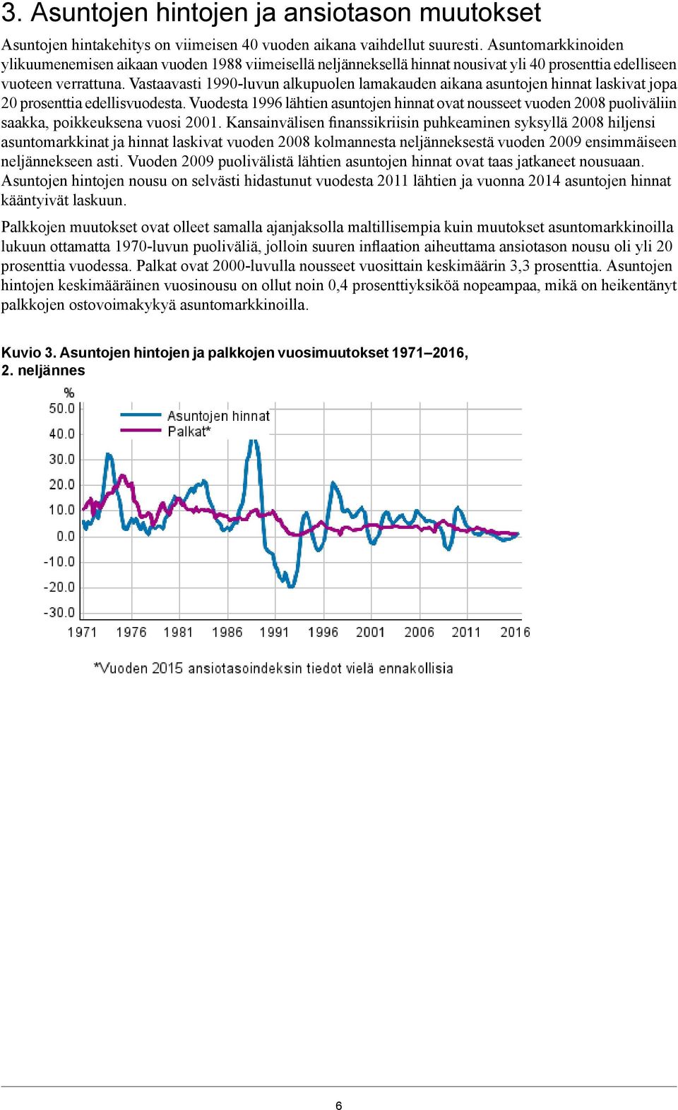 Vastaavasti 1990-luvun alkupuolen lamakauden aikana asuntojen hinnat laskivat jopa 20 prosenttia edellisvuodesta.