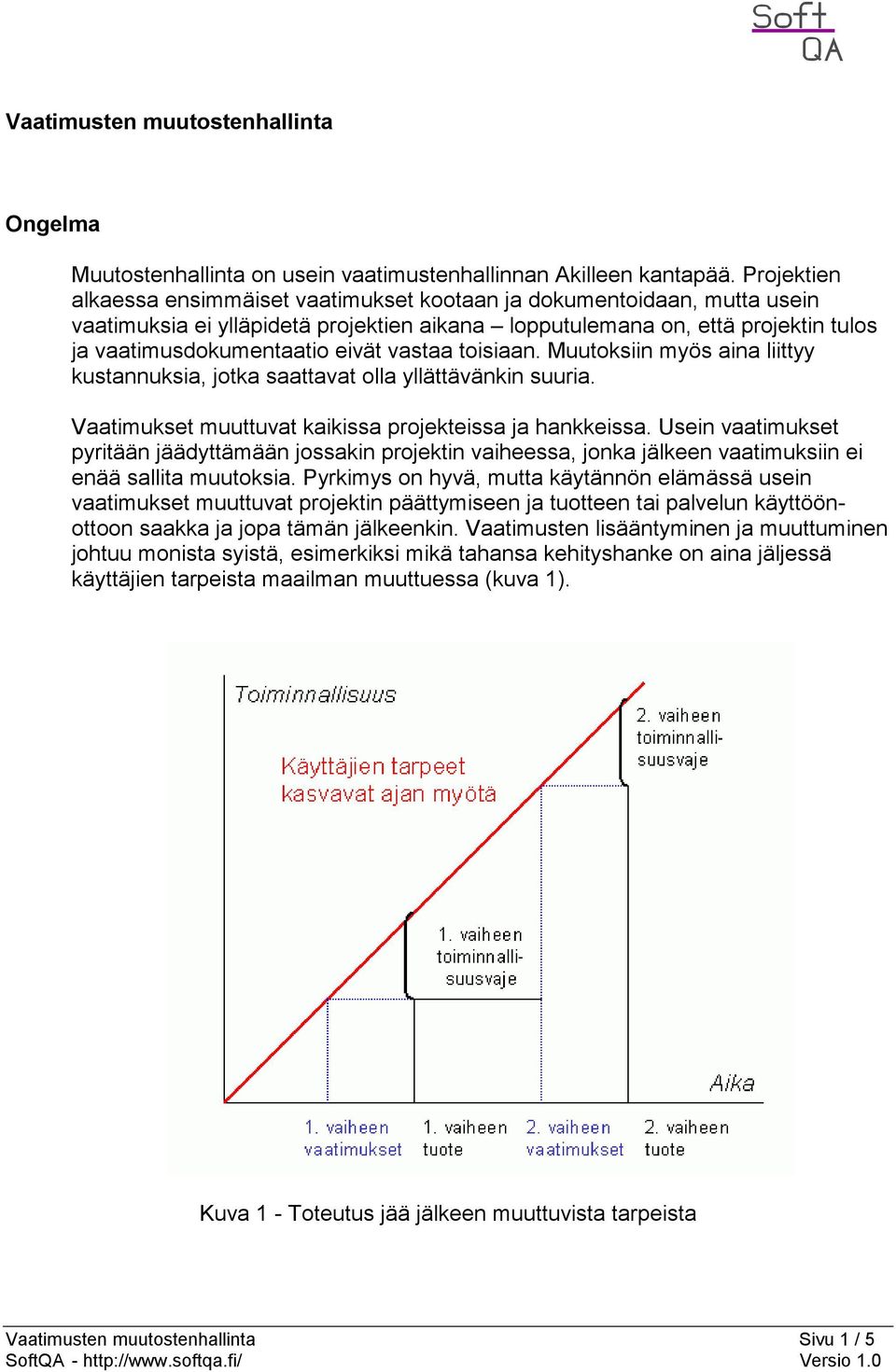 vastaa toisiaan. Muutoksiin myös aina liittyy kustannuksia, jotka saattavat olla yllättävänkin suuria. Vaatimukset muuttuvat kaikissa projekteissa ja hankkeissa.