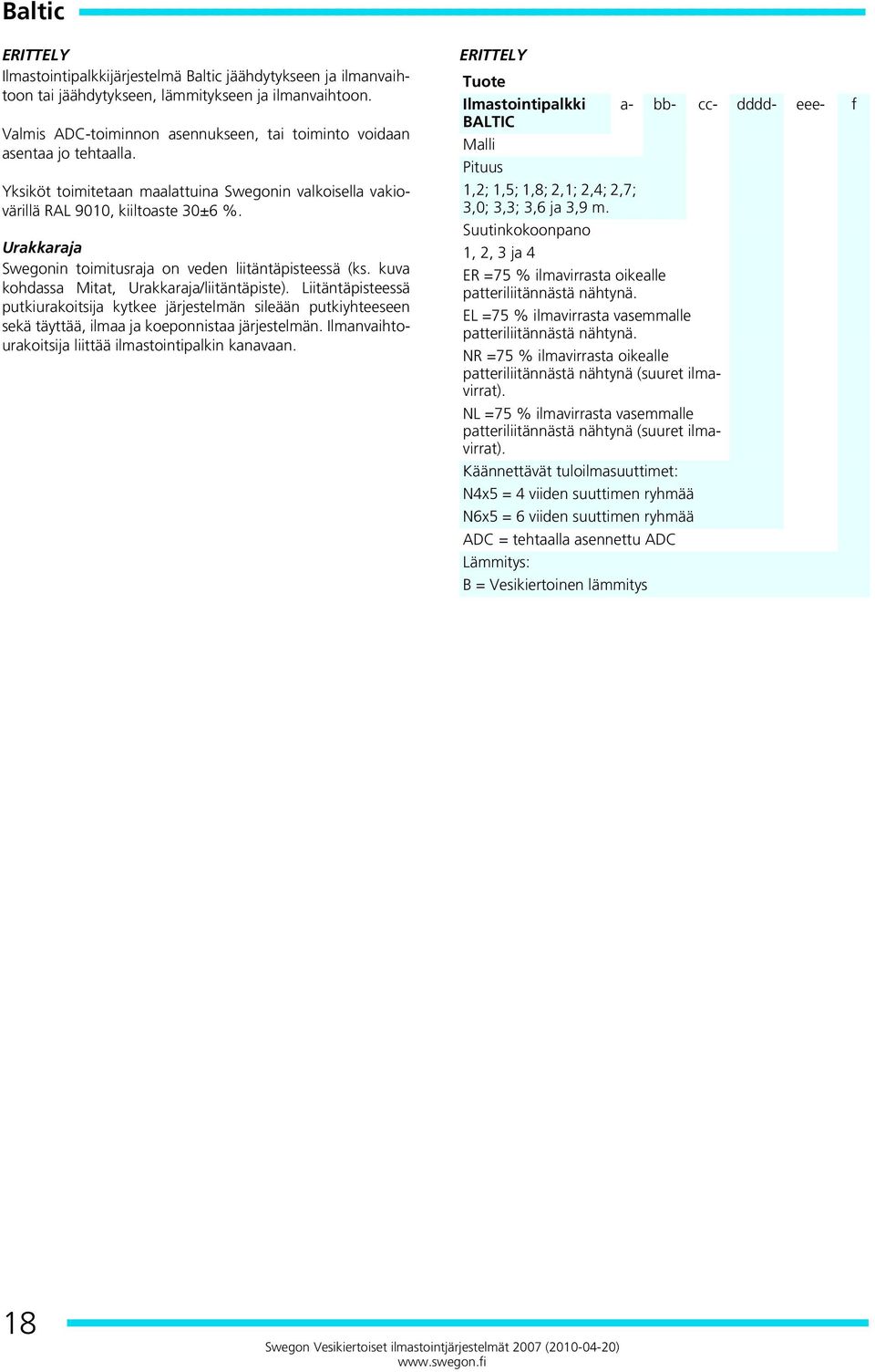 Urakkaraja Swegonin toimitusraja on veden liitäntäpisteessä (ks. kuva kohdassa Mitat, Urakkaraja/liitäntäpiste).