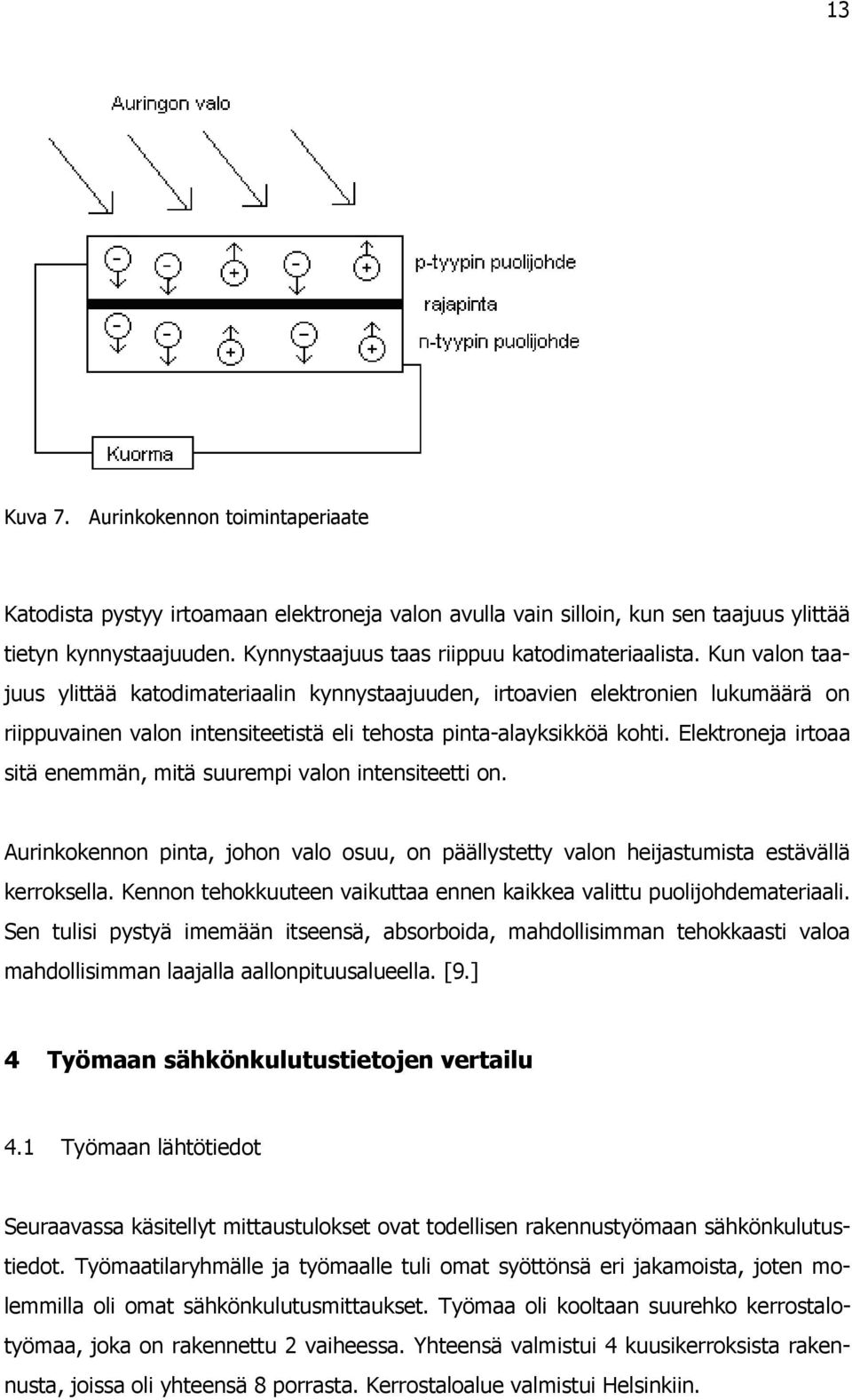 Kun valon taajuus ylittää katodimateriaalin kynnystaajuuden, irtoavien elektronien lukumäärä on riippuvainen valon intensiteetistä eli tehosta pinta-alayksikköä kohti.