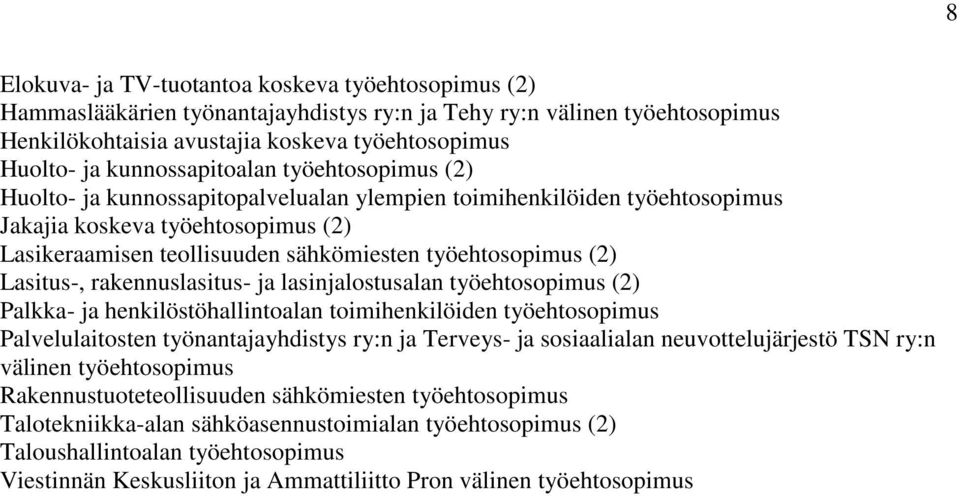 (2) Palkka- ja henkilöstöhallintoalan toimihenkilöiden työehtosopimus Palvelulaitosten työnantajayhdistys ry:n ja Terveys- ja sosiaalialan neuvottelujärjestö TSN ry:n välinen työehtosopimus