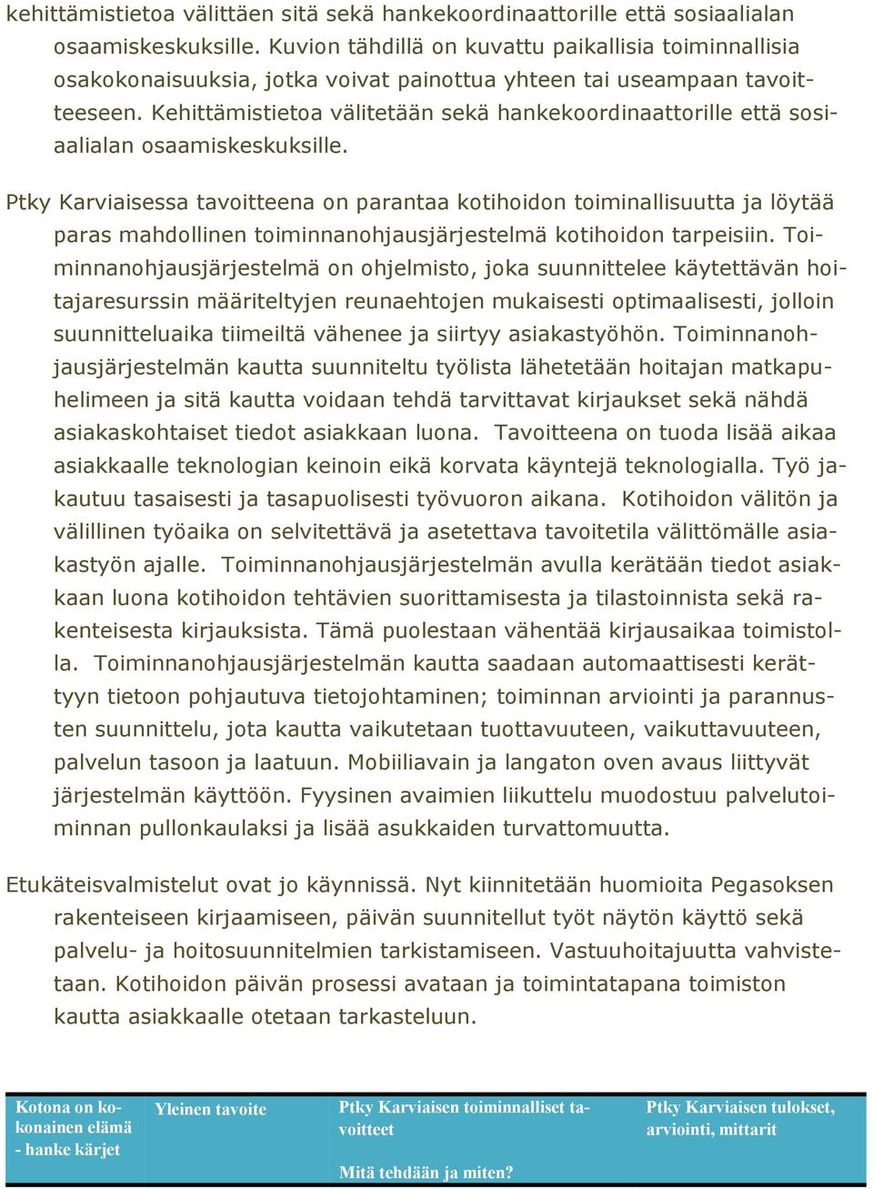Kehittämistietoa välitetään sekä hankekoordinaattorille että sosiaalialan osaamiskeskuksille.