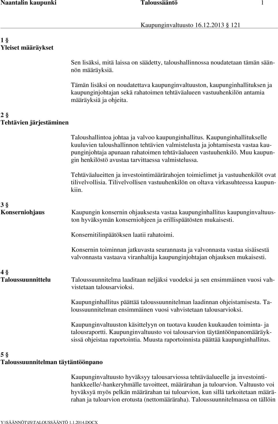 Taloushallintoa johtaa ja valvoo kaupunginhallitus.