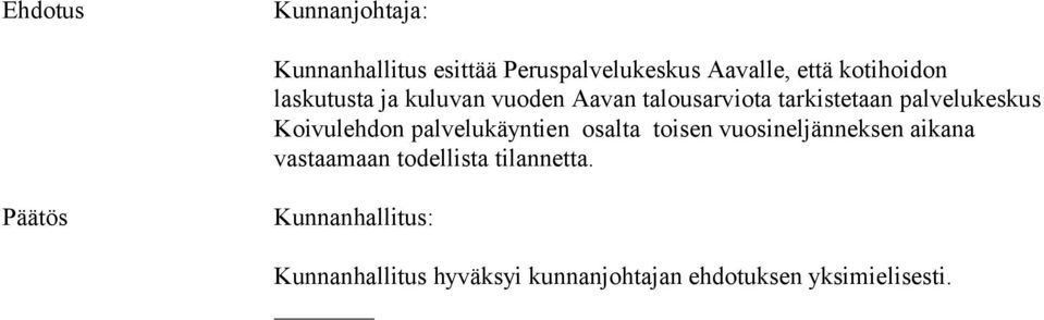 Koivulehdon palvelukäyntien osalta toisen vuosineljänneksen aikana vastaamaan