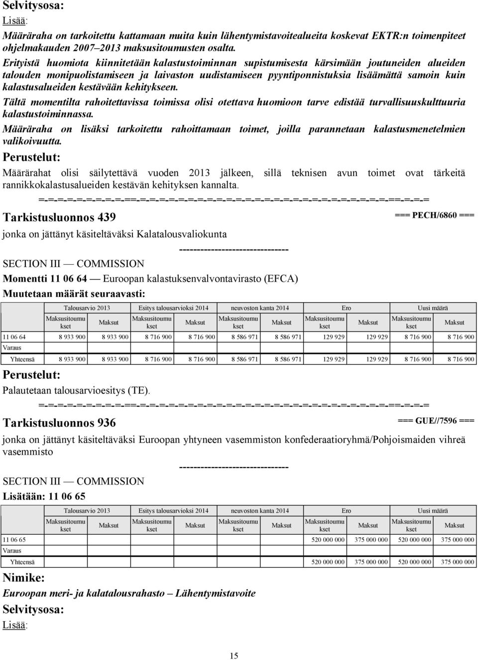 kalastusalueiden kestävään kehitykseen. Tältä momentilta rahoitettavissa toimissa olisi otettava huomioon tarve edistää turvallisuuskulttuuria kalastustoiminnassa.