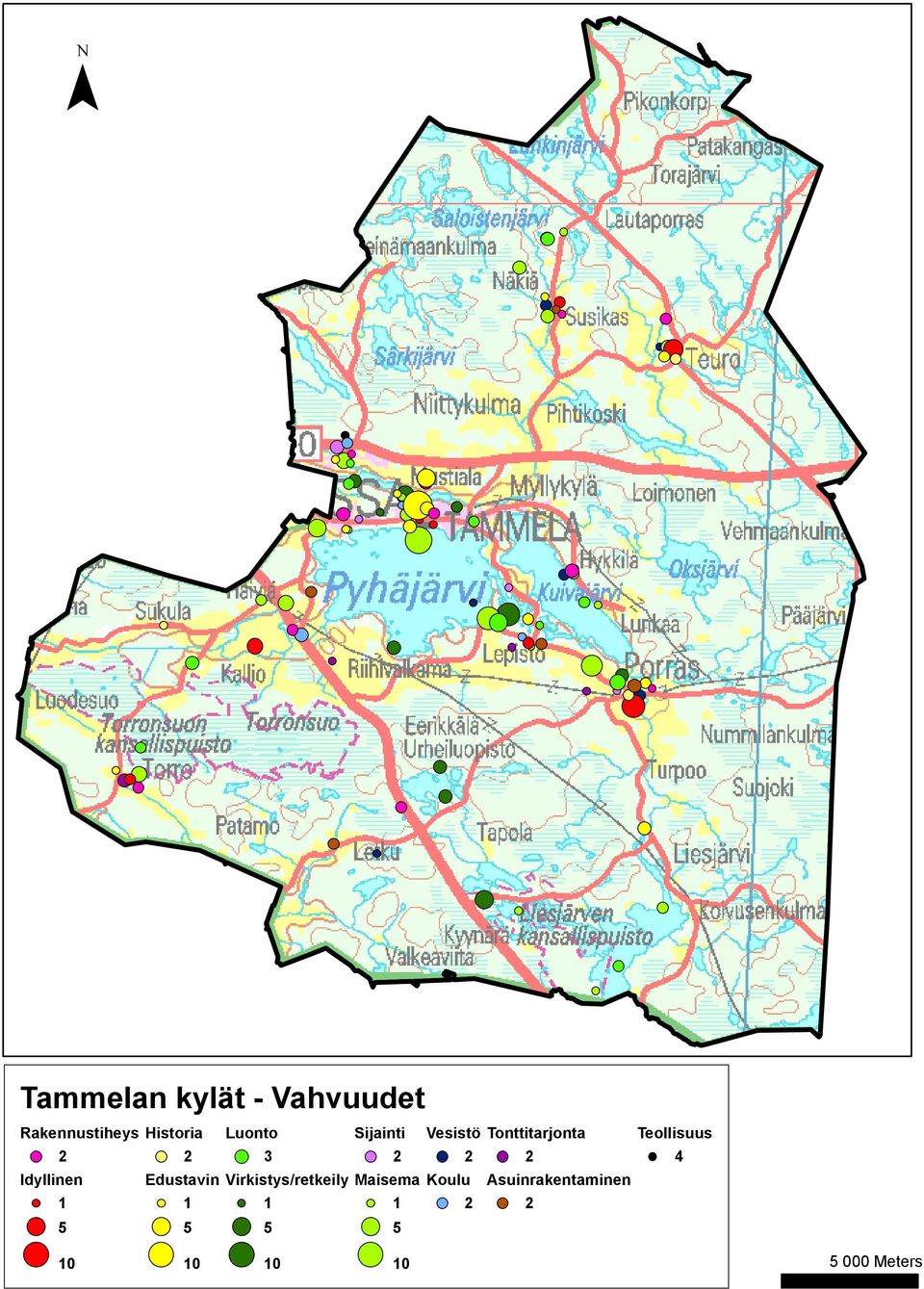 Maisema 1 5 1 5 1 5 1 5 Vesistö Tonttitarjonta Koulu 2 2